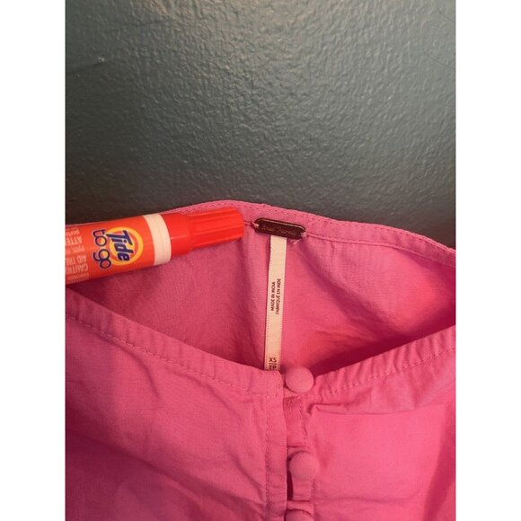 Free People Veronica Sweetheart Puff Sleeve Boydoll top barbie pink Size XS - Picture 2 of 3